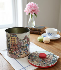 Boîte métal cylindrique/Boîte à biscuits ville de Paris/Boîte Paris collection