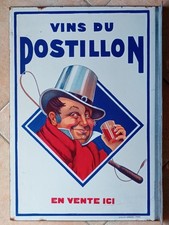 Authentique plaque Émaillée Double Face Vins du Postillon