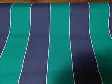 Toile transat store rayures vert bleu lamé argent vendue au mètre largeur 120 cm