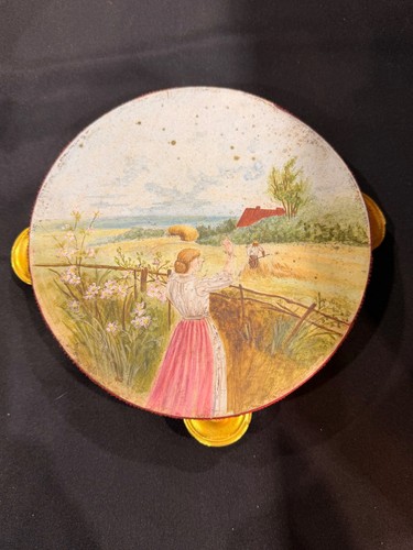 Tambourin peint milieu xxe - tambourin,