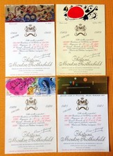 Etiquettes vin Mouton Rothschild 1968 1969 1970 1971 Bordeaux Pauillac spécimen