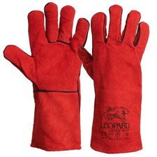 Gants Anti Chaleur Taille10 Rouge Gants en Cuir Croute de Bovin