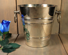 Antique French Champagne Wine Cooler Bucket Silver Plated Art Deco Style 1950s