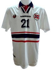 Maillot Norvège N° 21 Match Worn Indossata Shirt Jersey Camiseta 1998/1999 COA