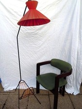 Lampadaire tripode Lunel porte revue abat jour diabolo 1950 dlg guariche lamp
