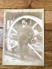 Grande Photo 1880-Portrait Usine Industrie Machine vapeur Funiculaire Roue Métal