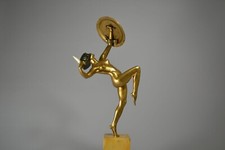 1925 Pierre Le Faguays tall bronze figure : Warrior