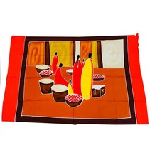 Tenture murale "Le marché" style africain. Batik t
