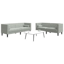 Ensemble de canapé Chesterfield et traversins 2 pcs gris clair canapé vidaXL