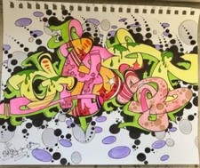 GHOST RIS aka COUSIN FRANK graffiti sur papier - 21x27cm -cope2/seen/taki/futura