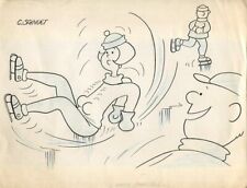 DESSIN ORIGINAL PATINOIRE CARICATURE de SAINUET 28*22