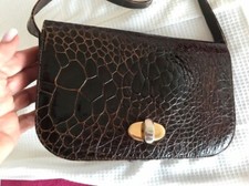 SAC MARRON CROCO et CUIR TBE
