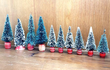 Ancien Noël DEVINEAU Lot 10 Sapin Tonneau Bois Rouge Déco Crèche Vintage 50/60