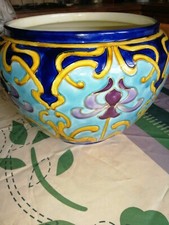sublime cache  pot barbotine émaux  faience d onnaing art nouveau xxe