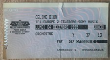 Celine Dion - Ticket concert n° Y 37 13 - Bercy Paris - Lun 4 Décembre 1995
