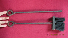 DE Cheminée Poèle a Bois Barbecue ancien Pique Feu Brosse à Cendre Fer Forgé