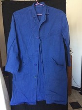 ancienne blouse en  toile bleue, bleu de travail, Le Filon