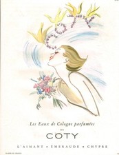 Publicité ancienne eau de Cologne de Coty 1950 issue de magazine 