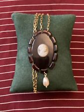 SPLENDIDE CAMEE, VÉRITABLE PERLE ROSE, CISELURE , BEAU ANCIEN COLLIER