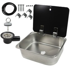 Inox Avant Lavabo Cheveux Evier +Couvercle+Écoulement+Befestigungsset 375x300