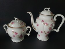 service a café cafetière verseuse, sucrier en porcelaine de Mehun liseré or