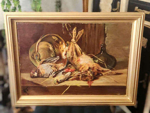 Tableau ancien les trophées - les,