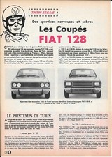 LES COUPES FIAT 128 & Des sportives nerveuses & TINTIN-ESSAIS de 1972 & 2 pages
