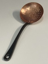 Ancien écumoire cuillère en cuivre et fer ustensile de cuisine