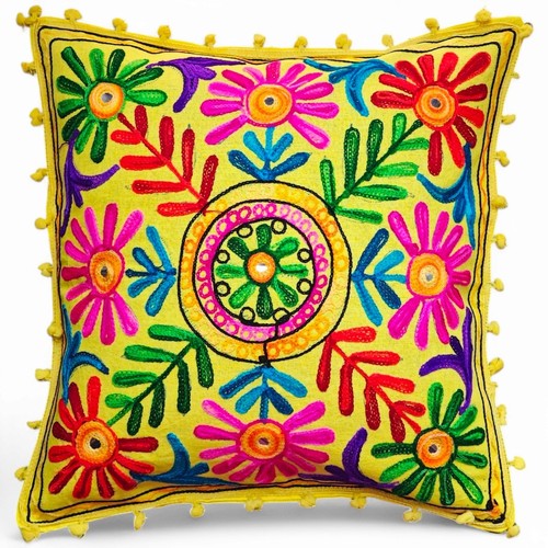 Housse coussin brodée - coussin,