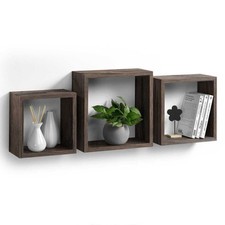 Lot de 3 Étagères Murales "Cube" 30cm Noyer