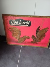 Très rare plaque Tole bière COQ HARDI 1920 brasserie tonneau Nord No Émaillée 