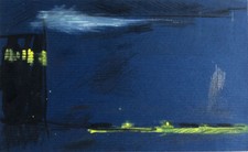 Benjamin Lévesque (né en 1964) — marine nocturne — technique mixte signée au dos
