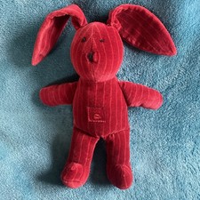 ?? VINTAGE PETIT BATEAU Doudou Lapin Velours Rouge Bordeaux 23 Cm ETAT NEUF