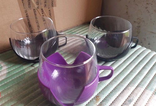 Lot tasses vintage verre - ,