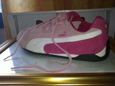 Paire occasion Basket PUMA tissu rare rose et blanche pointure 38 vintage