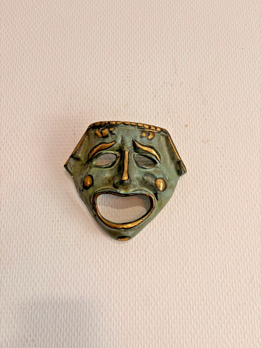 Ancien masque tragique bronze - ancien,