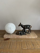 Ancienne Lampe De Chevet Veilleuse Sur Socle Faons/Cerfs - Art Déco