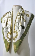 Hermès Carré 90 - "Les clés" 100% Soie Bon État Couleur Vert