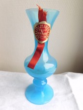 Ancien vase opaline bleu - en, h