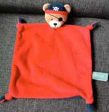 615?Doudou Ours Pirate Plat Babylove BABY LOVE Rouge/ Bleu Marine 4 Nœuds Doux 