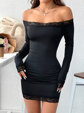 Robe Femme Unie à Dentelle