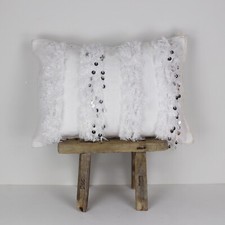 HANDIRA MAROCAIN PAILLETTES BLANC HOUSSE DE COUSSIN LOMBAIRE COUSSIN GLAND COUVERTURE DE MARIAGE