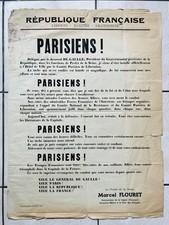 Rare Affiche Général De Gaulle 1944 Libération de Paris Flouret Résistance WW2