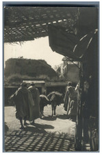 Maroc, Village marocain Vintage print sur papier carte postale. Tirage argenti