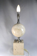 PHILIPPE BARBIER élégante Lampe en travertin beige Vintage Années 70's DESIGN