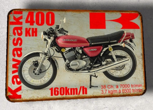 Plaque métal vintage kawasaki - métal,