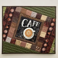 Tapisserie patchwork fait main café chocolat 43 x 48