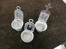 3 benitiers fer blanc etain,18ème,haut 14,14,17cm