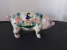 ANCIENNE TIRELIRE A CASSER COCHON HB QUIMPER PIG MONEY BANK