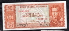50 Pesos Bolivie 1962 Etat